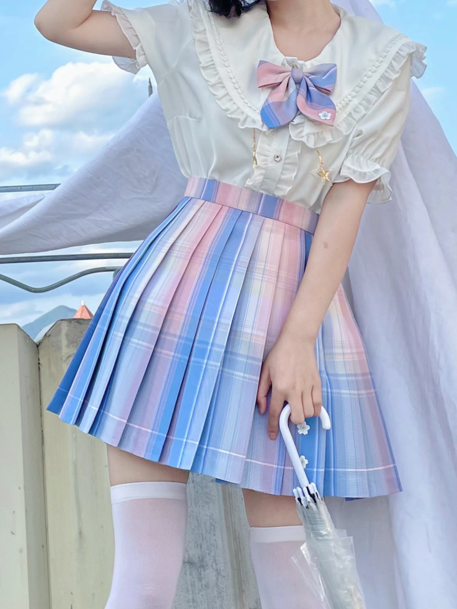 Sakura Lollipop JK Uniform Blouses with Metal Star Pendants-ntbhshop
