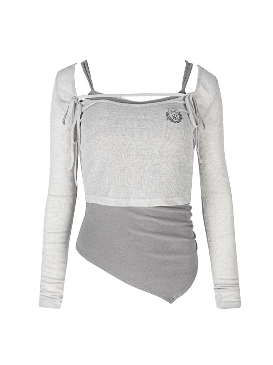 Balletcore Two-Piece Ribbed Crop Tops-ntbhshop