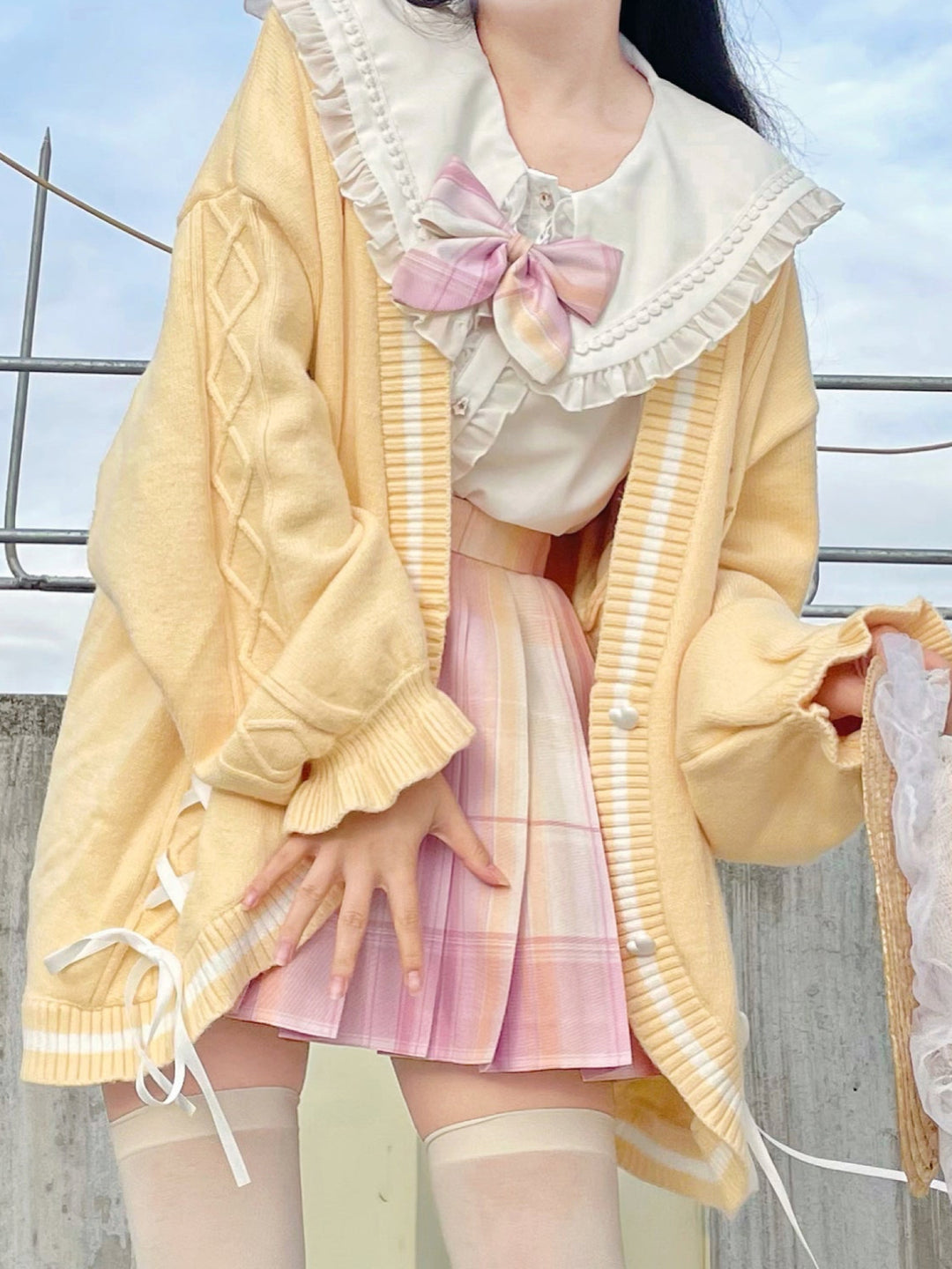 Seal Release Knit Bow Cardigan-ntbhshop