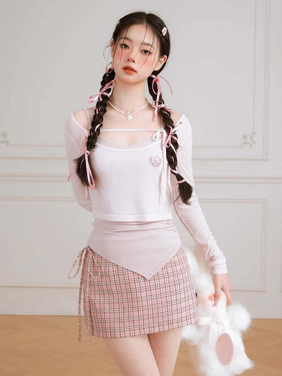 Plaid Dreamscape Skirts with Belts-ntbhshop