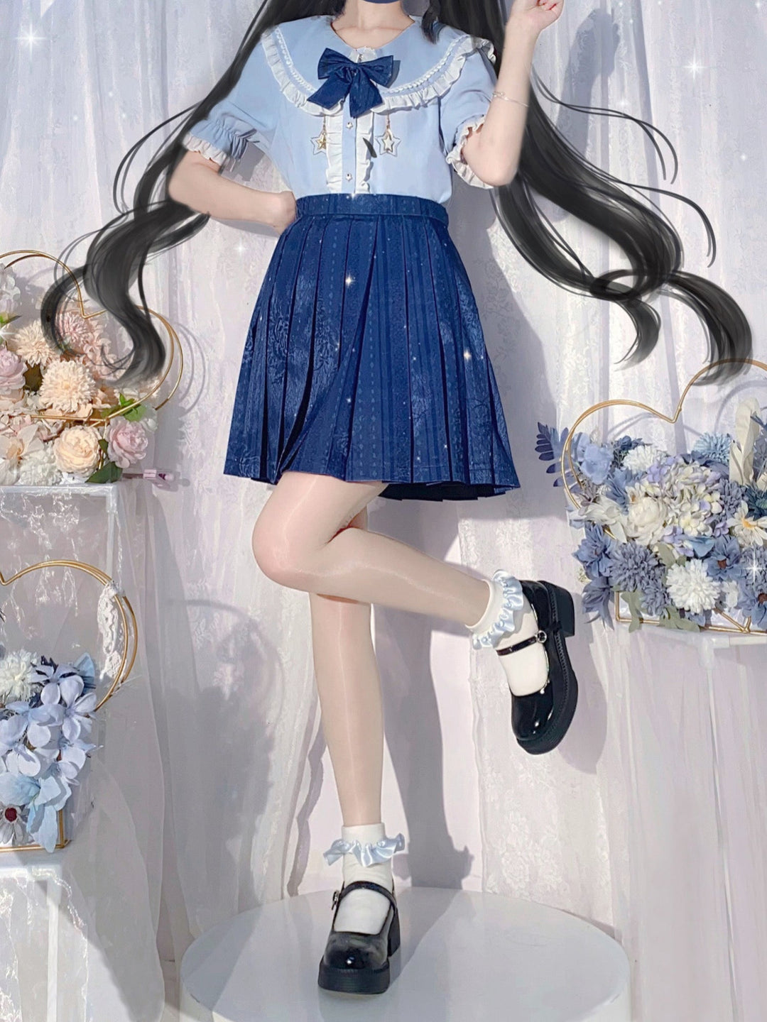 Sakura Lollipop JK Uniform Blouses with Metal Star Pendants-ntbhshop