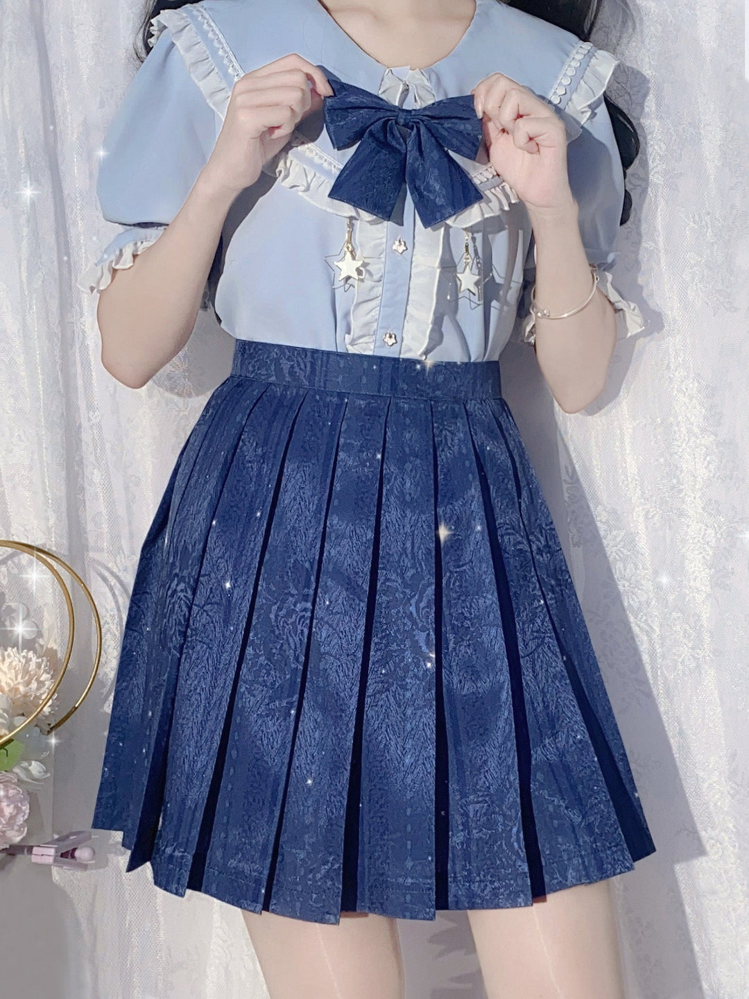Sakura Lollipop JK Uniform Blouses with Metal Star Pendants-ntbhshop