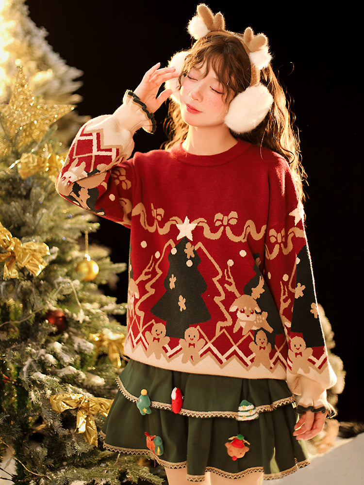 Christmas Knit Sweater with Detachable Collar-ntbhshop