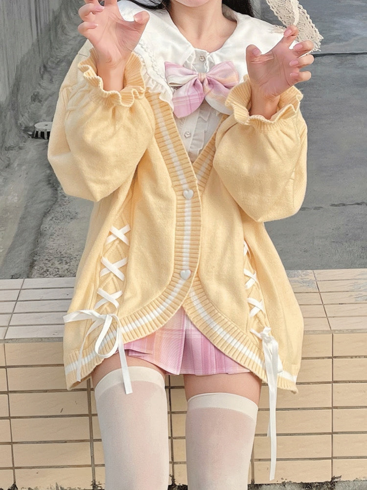 Seal Release Knit Bow Cardigan-ntbhshop