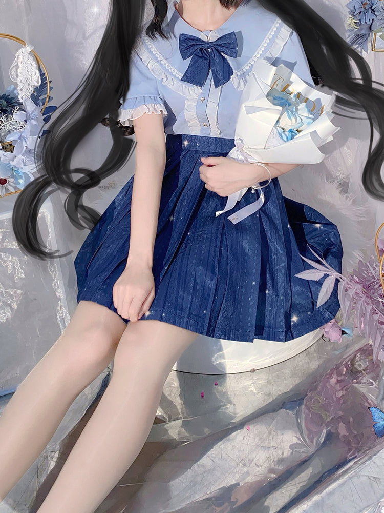 Sakura Lollipop JK Uniform Blouses with Metal Star Pendants-ntbhshop