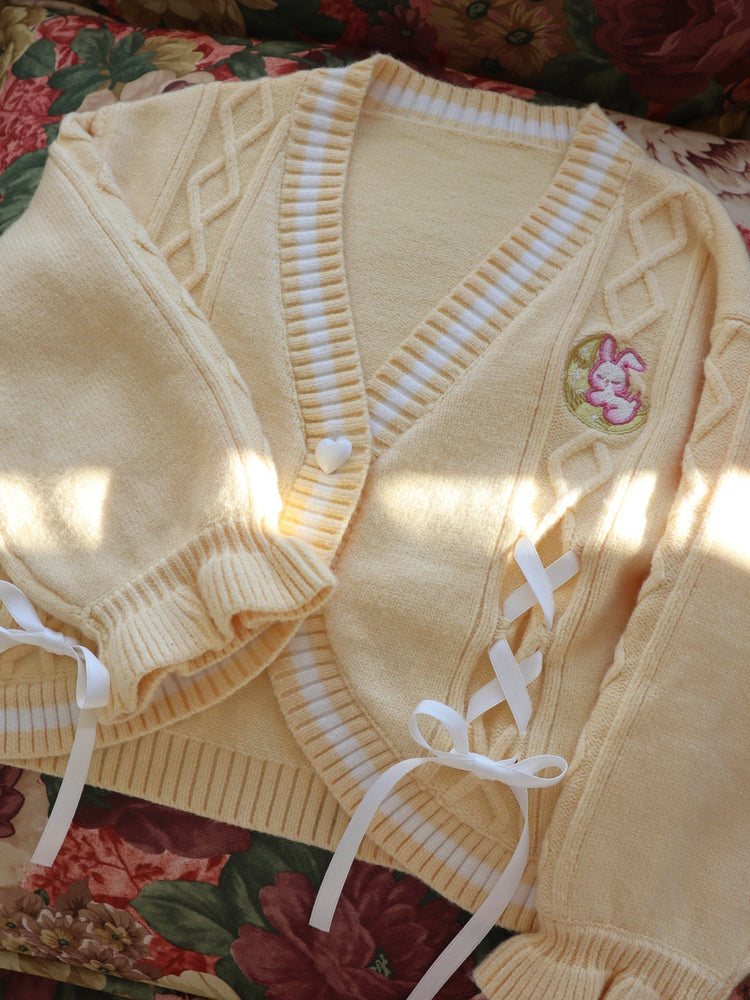 Seal Release Knit Bow Cardigan-ntbhshop