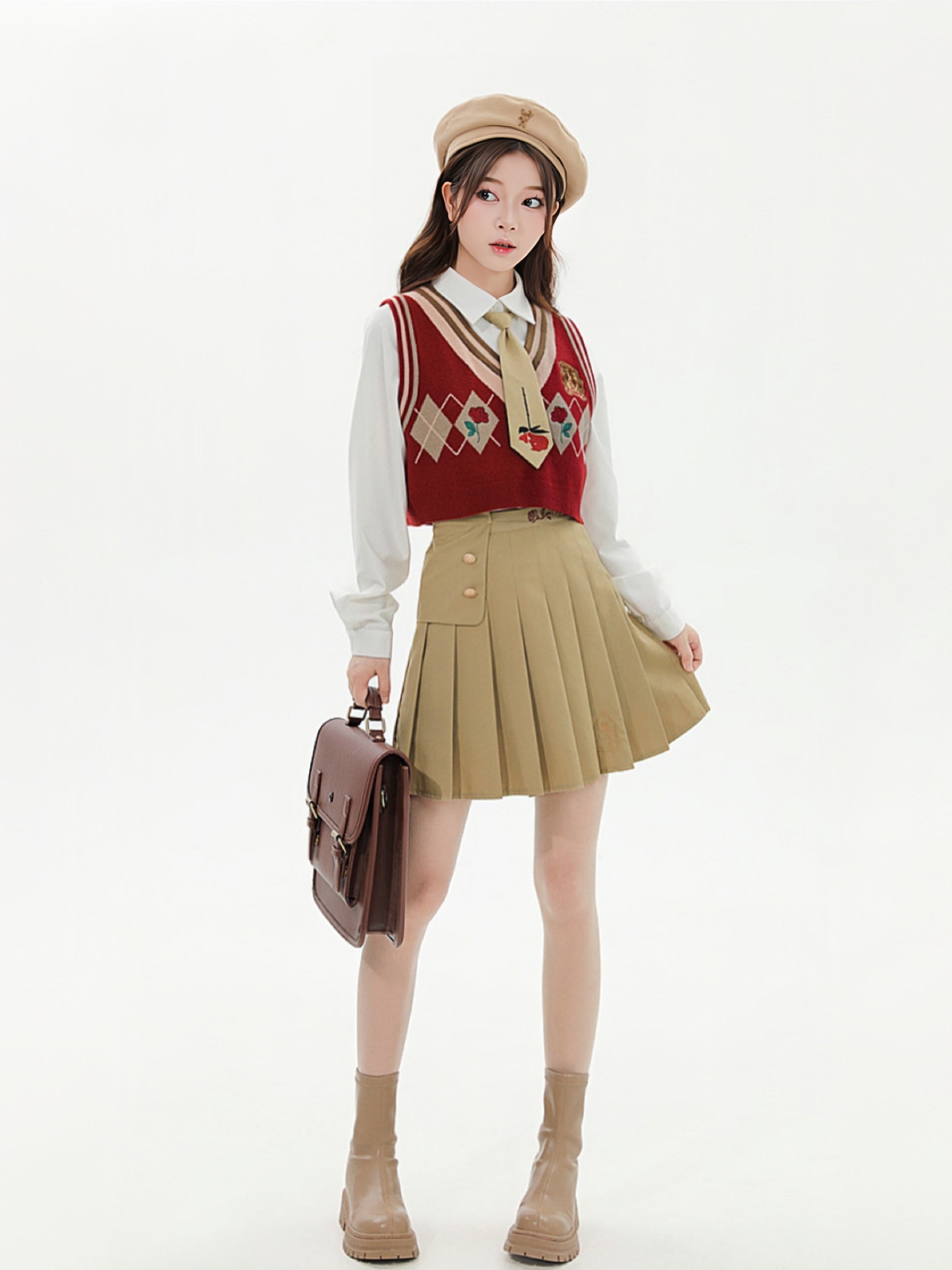 Beauty and the Beast Knit Vest, Shirt & Skirt-ntbhshop