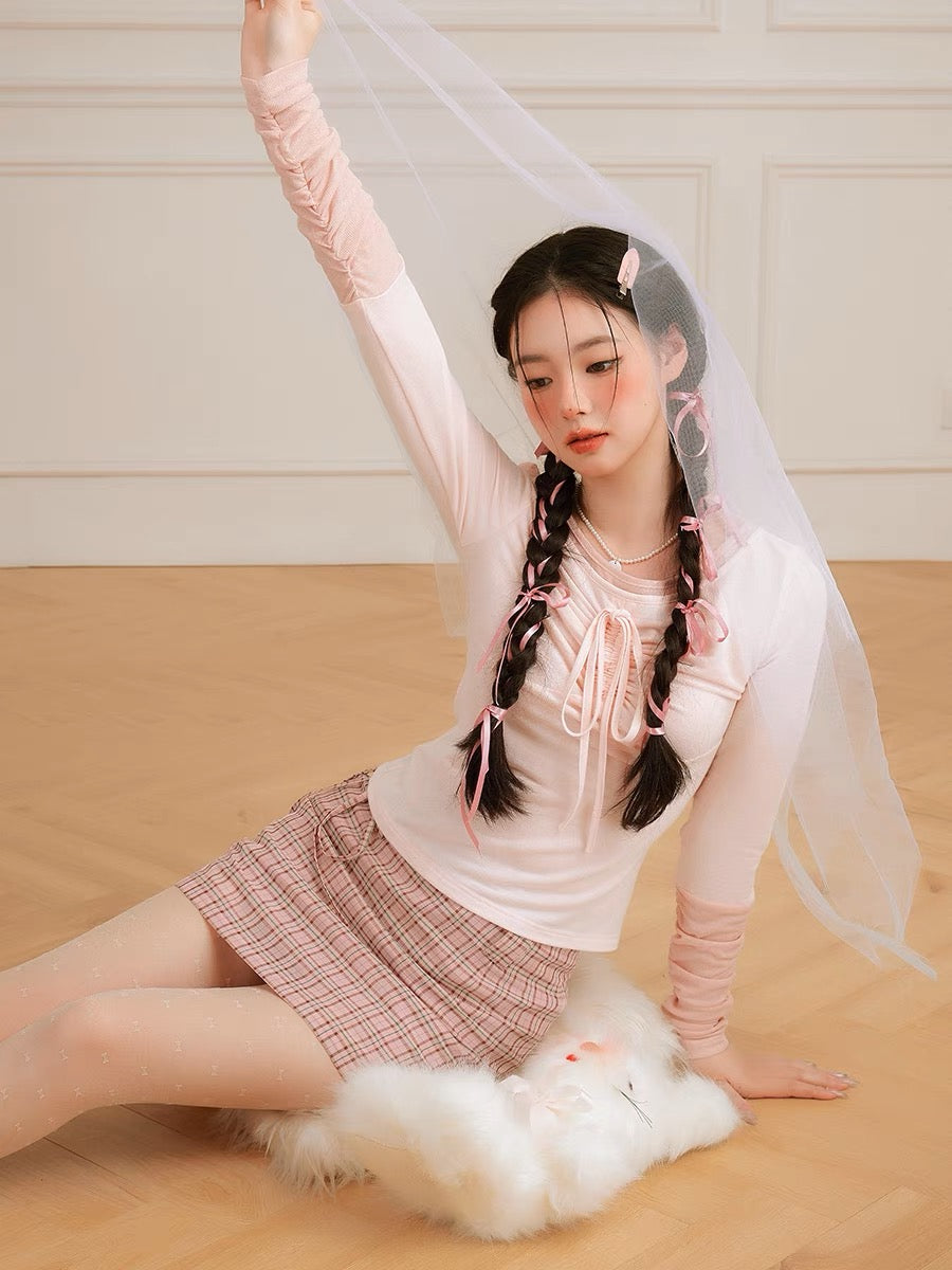 Sweetheart Tie-Up Ribbed Top-ntbhshop