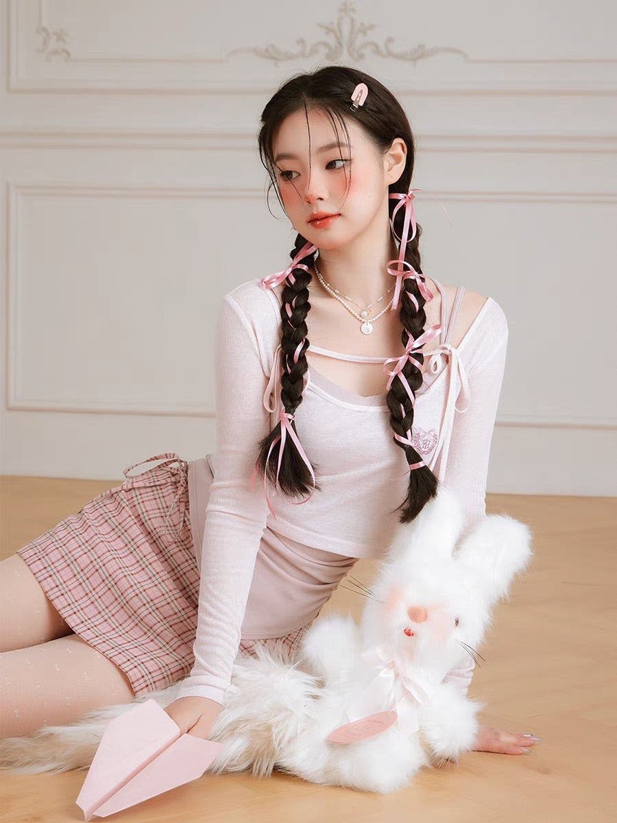 Balletcore Two-Piece Ribbed Crop Tops-ntbhshop