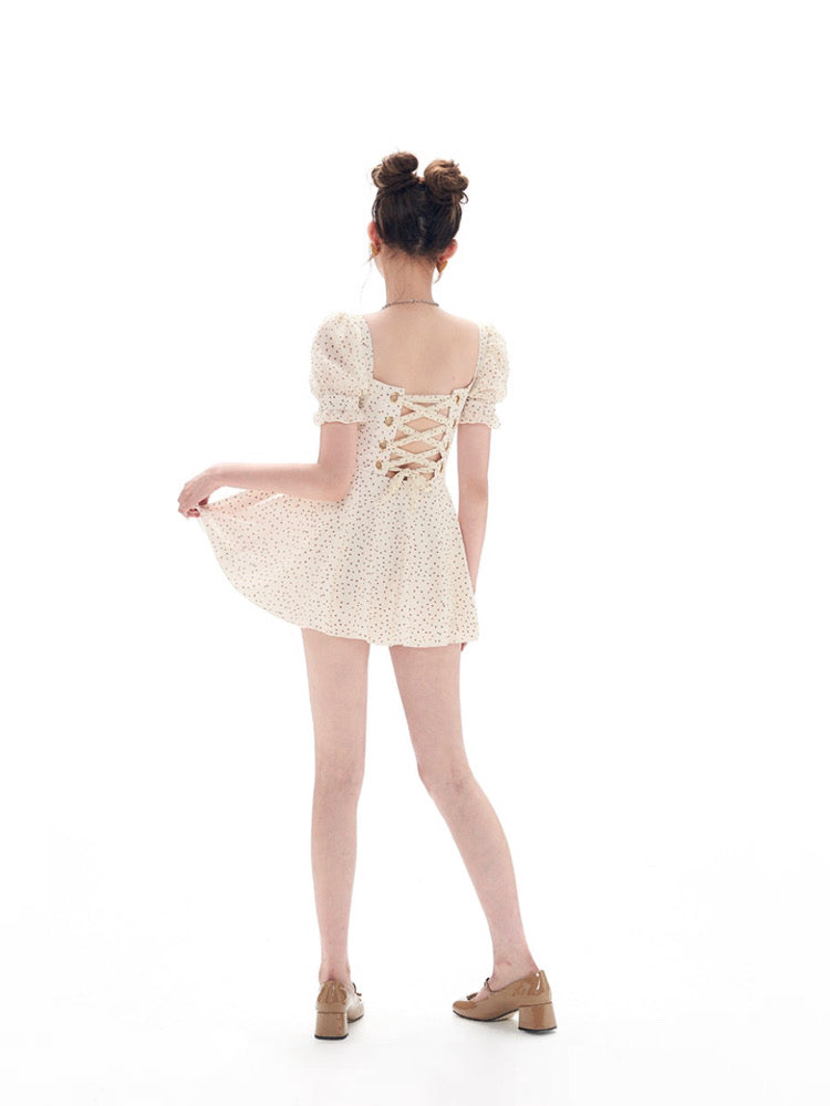 Girly Glam Dot Lace-Back Swimsuit-ntbhshop