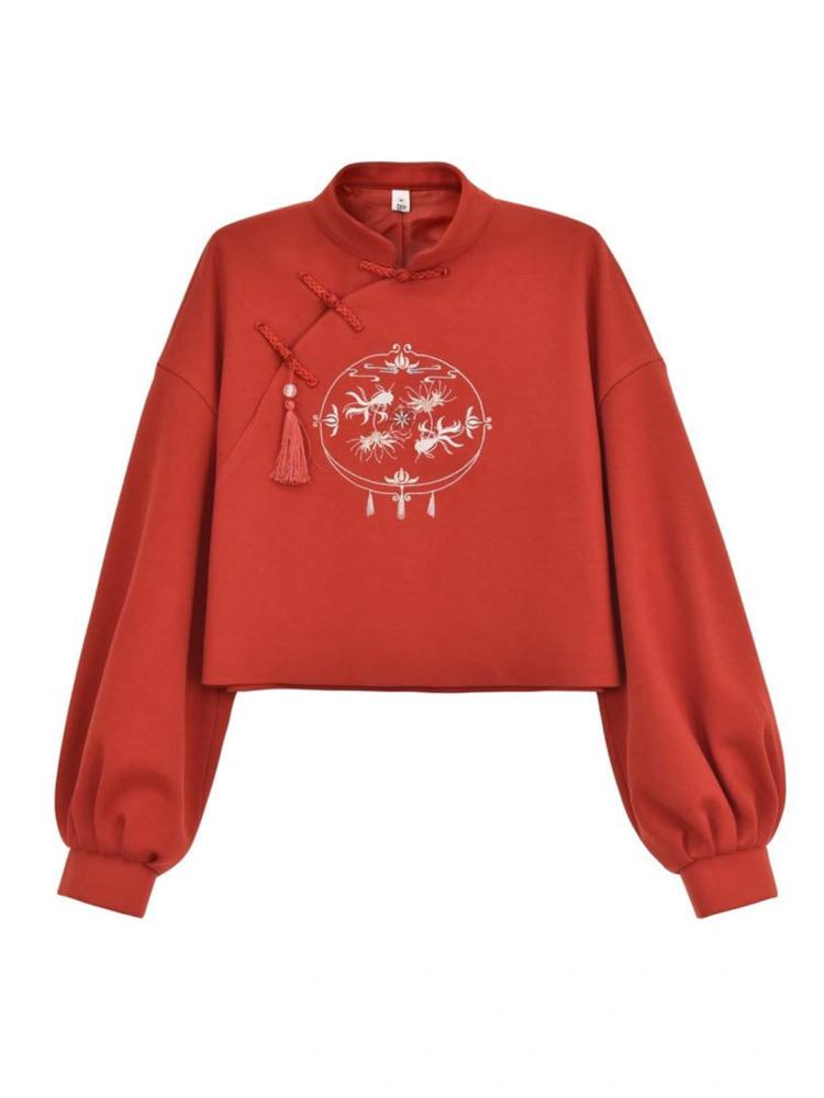 Manjusaka Crop Sweatshirt & Midi Skirt-ntbhshop