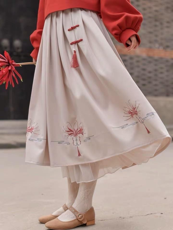 Manjusaka Crop Sweatshirt & Midi Skirt-ntbhshop