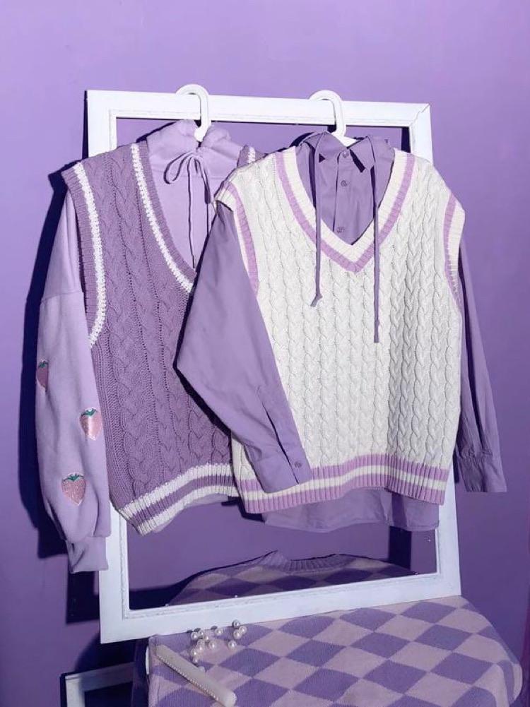 Purple Love Knit Vests & Shirt-ntbhshop