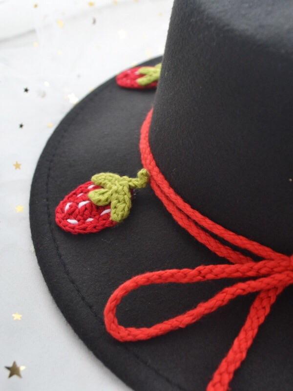 Strawberry Dream Lolita Flat Brim Woolen Hat-ntbhshop