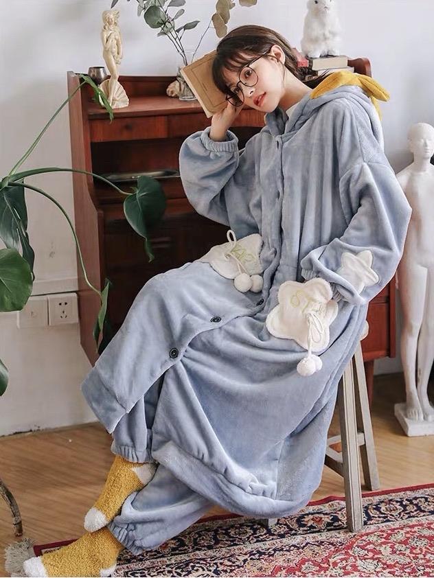 Twinkle Star Cozy Winter Fleece Nightgown Set-ntbhshop